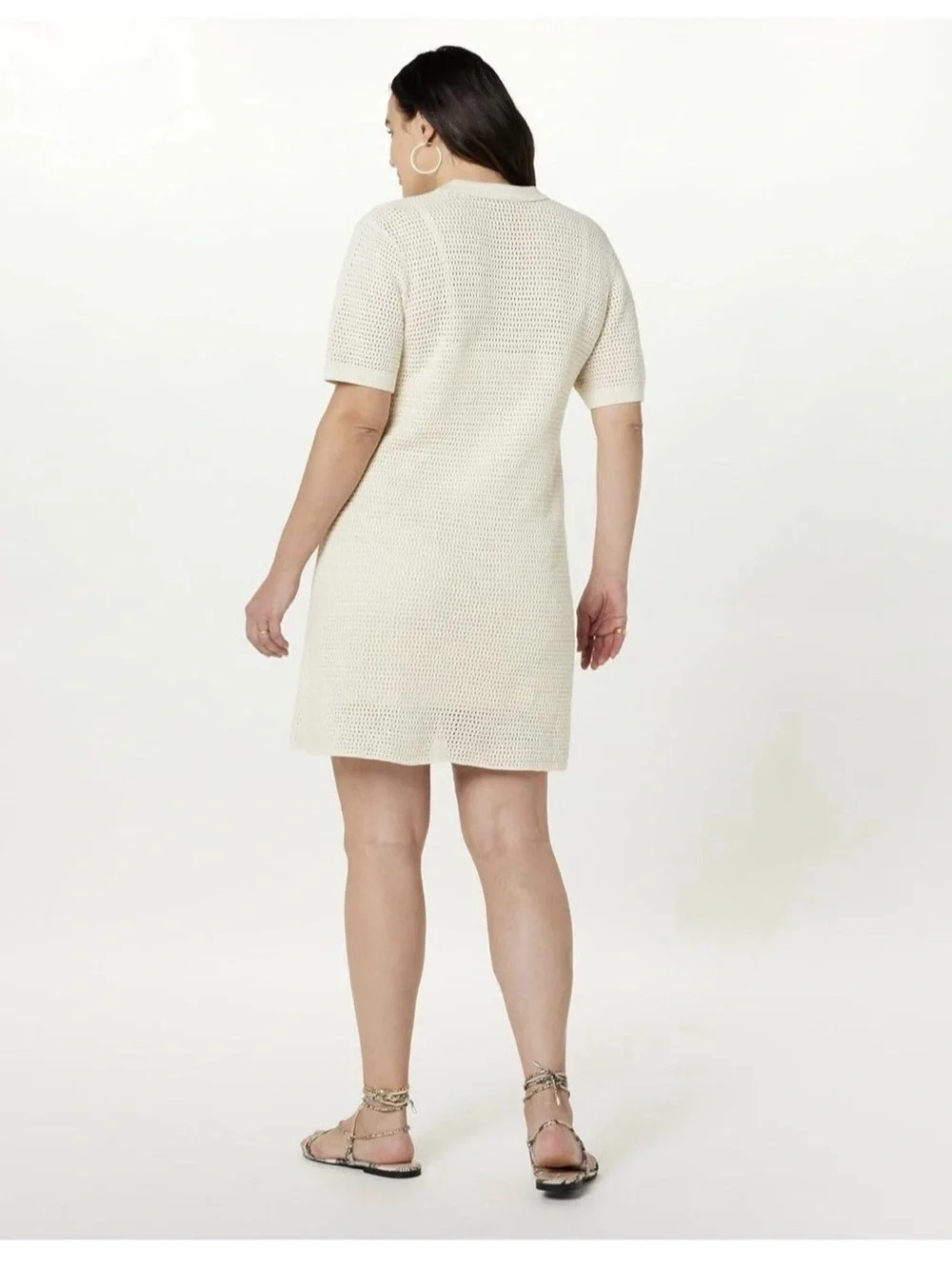 Crochet Dress The Drop Melia Collared Mini Women's Size Large New FAST SHIPPING - Picture 4 of 7